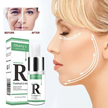 Retinolo 2.5% Vitamina C / Uno Siero antirughe per il viso Rimuovi macchie scure Siero al collagene Essenza antietà Siero viso sbiancante