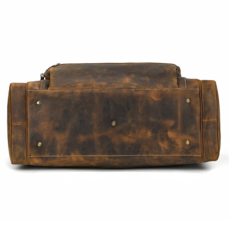 Large Capacity Men’s Black Travel Leather Duffle Bag