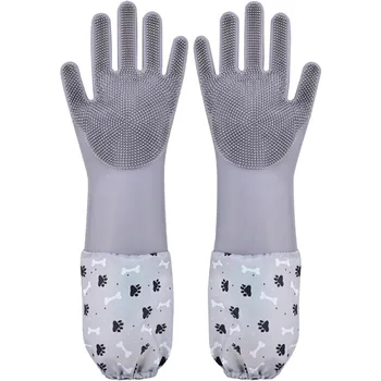 Pet Grooming Gloves Pet Hair Remover Cat, Dog Washing Gloves Silicone Heat Resistant Cleaning Gloves with High-Density Teeth Gro 1