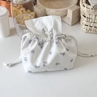 1PC Literary Small Broken Flower Fabric Tissue Bag Drawer Organizer Literary Organizer Bag 2