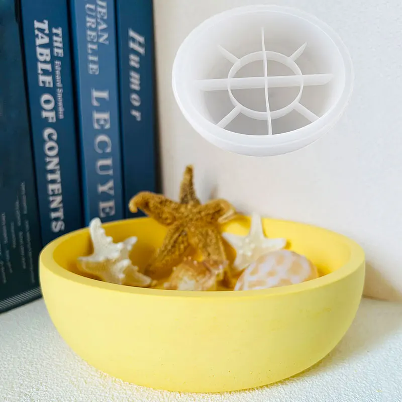20cm Round Cement Bowl Flowerpot Mold Terrazzo Concrete Candle Cup Vessel Silicone Mold Epoxy Resin Clay Large Bowl Storage Tray silicone mold