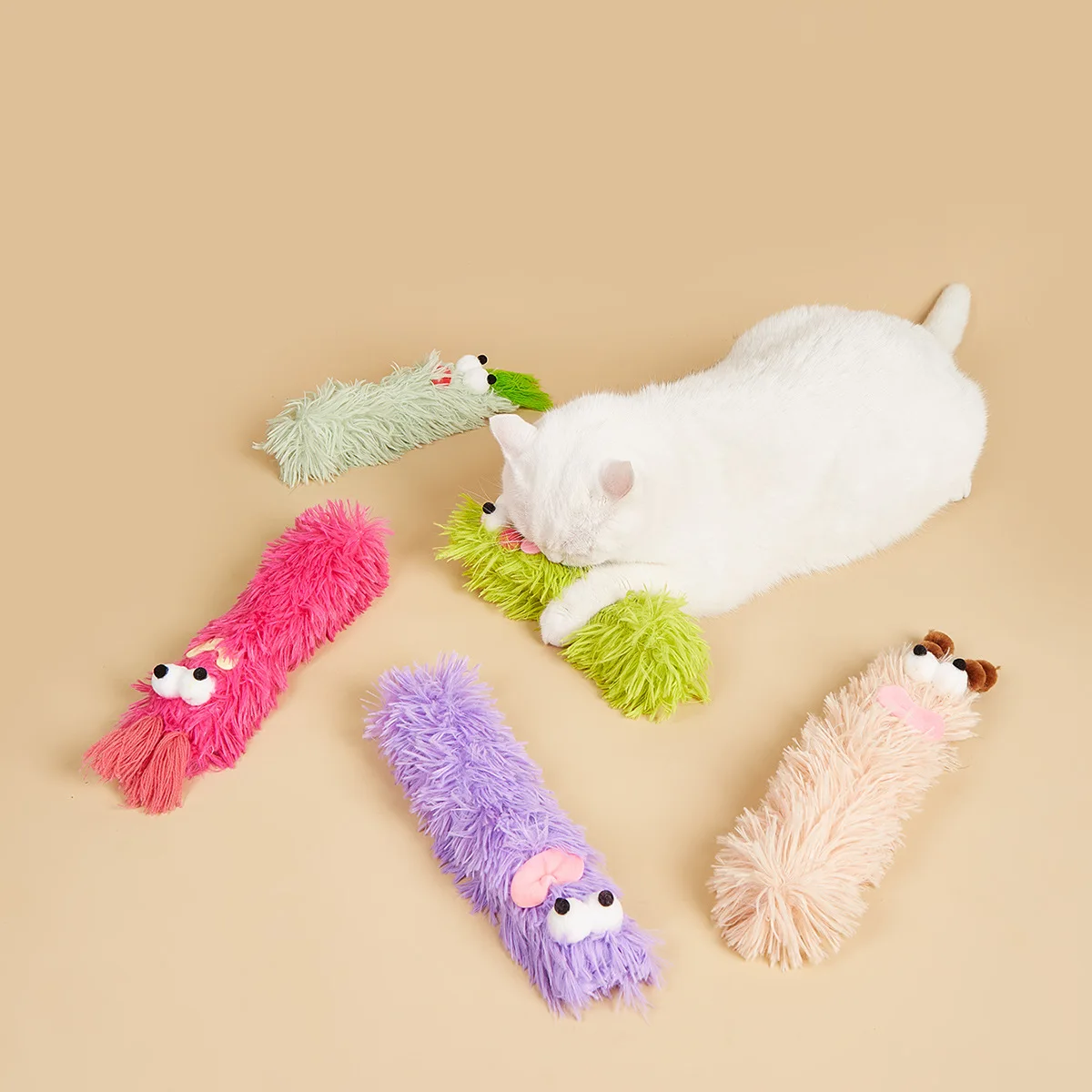 

Catnip Soft Plush Cat Toys Interactive Crinkle Sound Thumb Pillow Teeth Grinding Pet Chew Toy Cat Supplies for Kitten