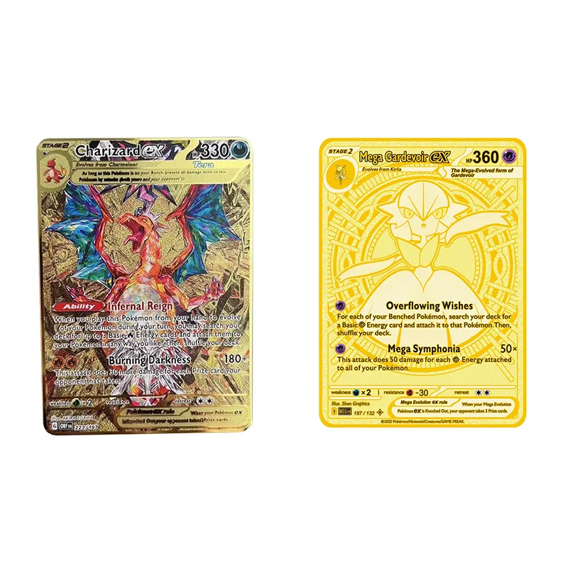 2026  메탈 카드 10000 포인트 아르세우스 샤이리자드 슈퍼 카드 골든 영어 뮤츠 Vmax GX EX 애니메이션 컬렉션 카드 선물