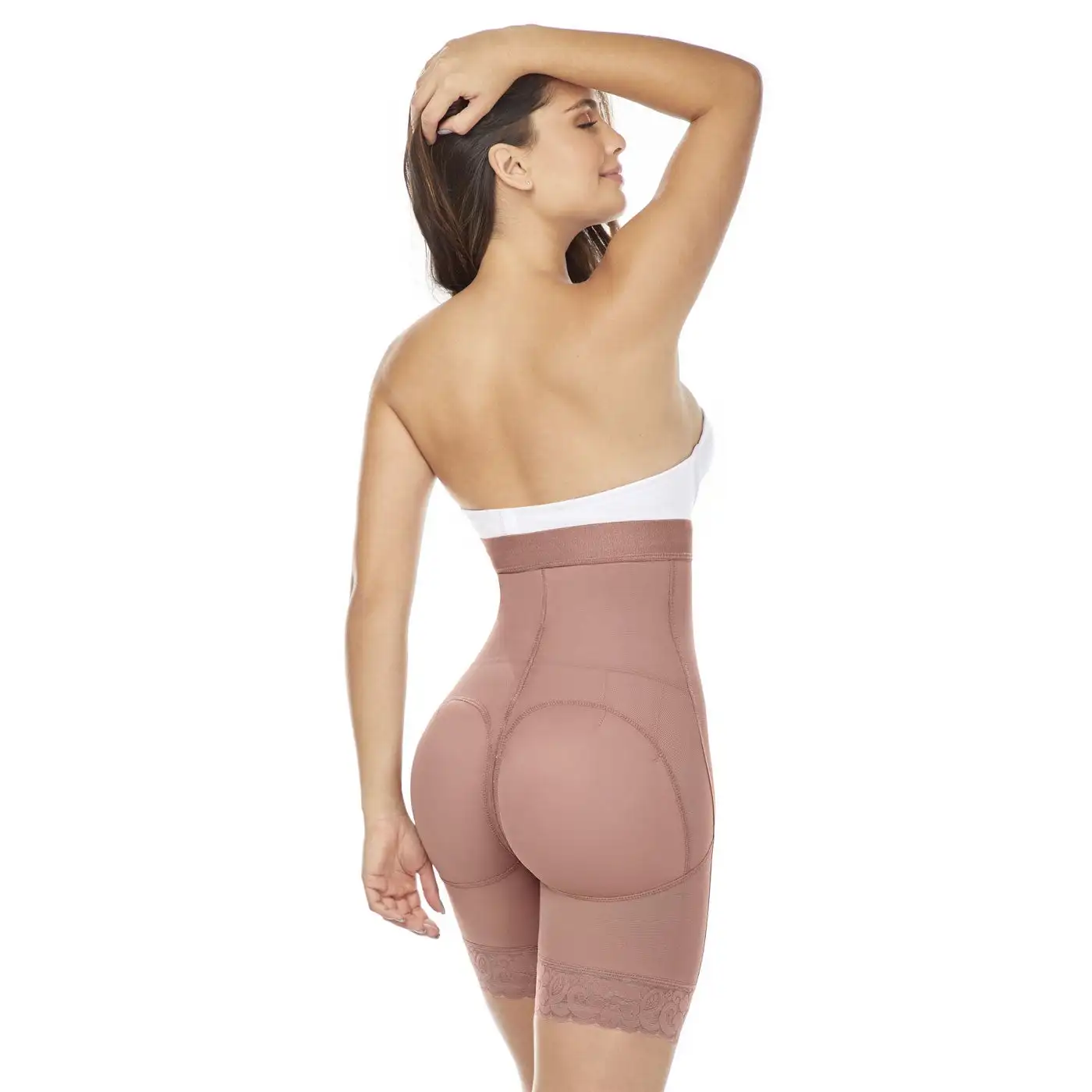 Mid-Thigh Strapless Butt Lift Shapewear Faja Colombian Bodysuit Everyday Use Girdle Powernet