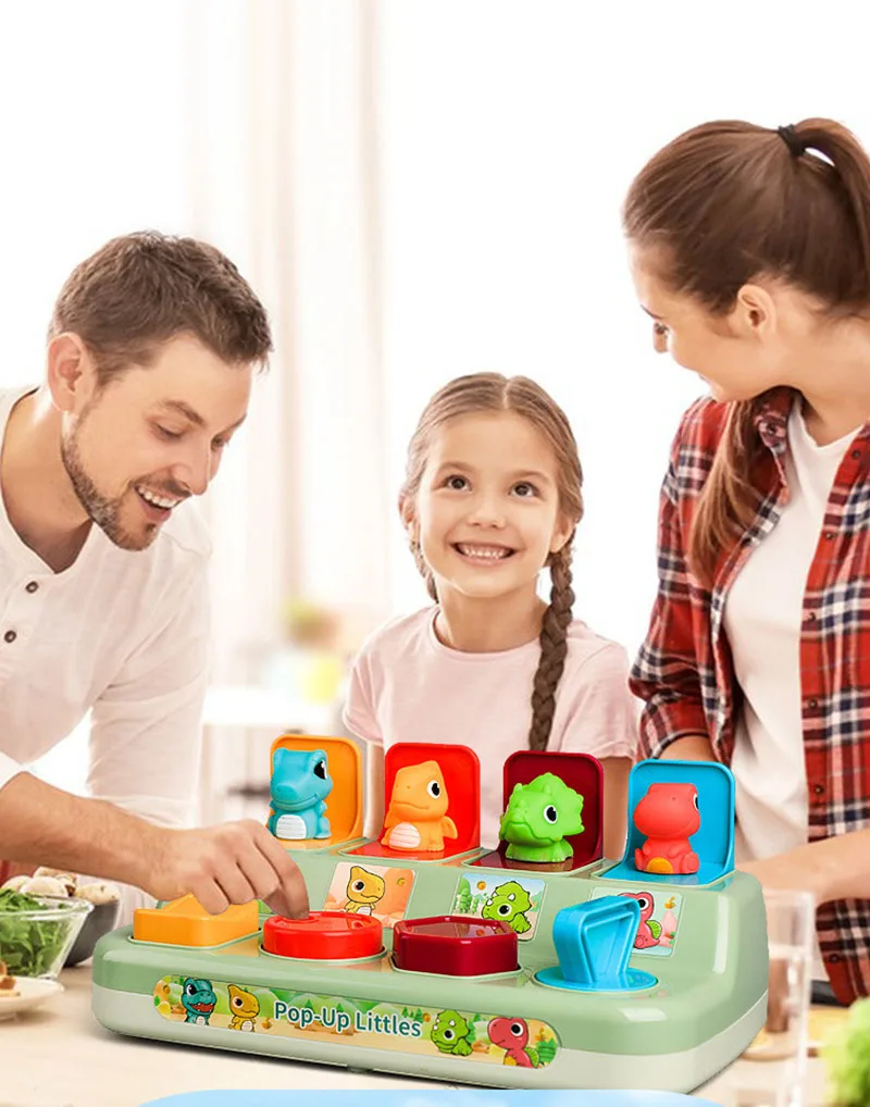Baby Toys 6 to 12 Months Pop Up Animals Cause and Effect Toy Switch Box Baby Montessori Early Learning Development Sensory Toy
