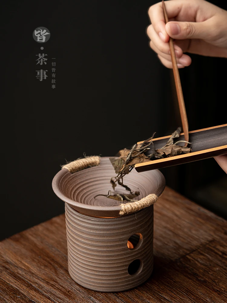 Coarse ceramic tea roasting stove ceramic candle stove tea roasting utensil aroma enhancer household kung fu set