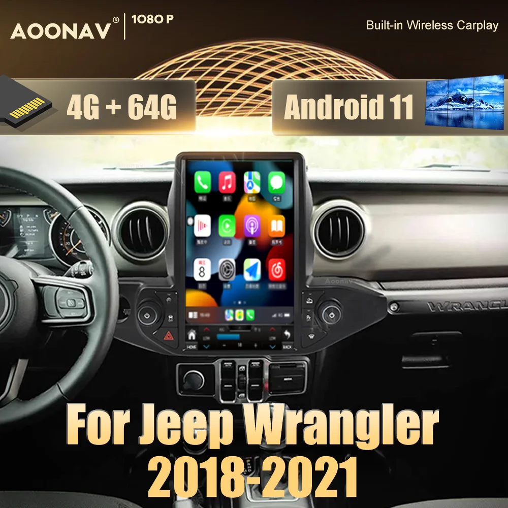 

Автомобильный радиоприемник, 13,6 дюйма, Android 11, для Jeep Wrangler 2018-2021, GPS-навигация, мультимедийный плеер, стерео сенсорный экран, 128 ГБ