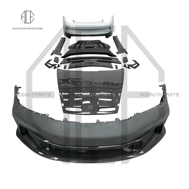Dry Carbon Fiber Car Body Kit Paraurti Anteriore E Posteriore Lip Minigonne Laterali Ala Spoiler Hood Per Porsche 911 992 Gt3 Style
