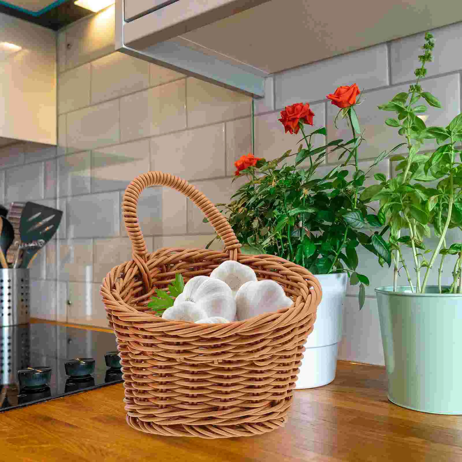 

2 Pcs Wall Hanging Storage Basket Flower House Decorations for Home Large Natural Seagrass Baskets Bread Plastic