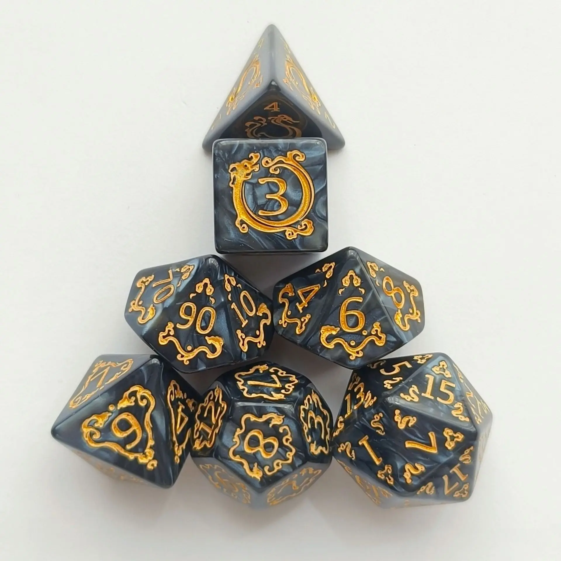 7-Piece Dragon-themed Polyhedral RPG Dice Set