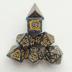 7 - Piece Dragon - themed Polyhedral RPG Dice Set (Black)
