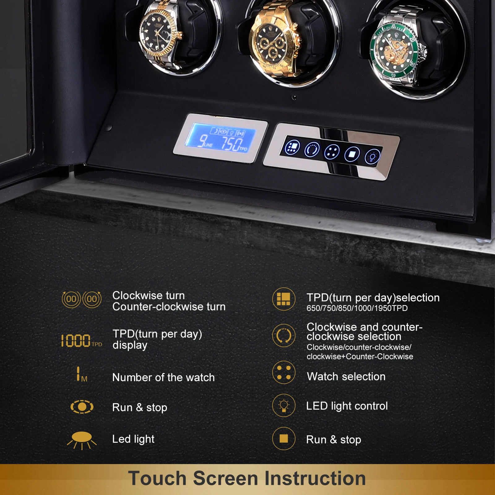 24-Slot Automatic Watch Winder with LCD Touchscreen, Remote Control, Ultra-Quiet Japane... - SKU WSB23593 - UGI Packaging
