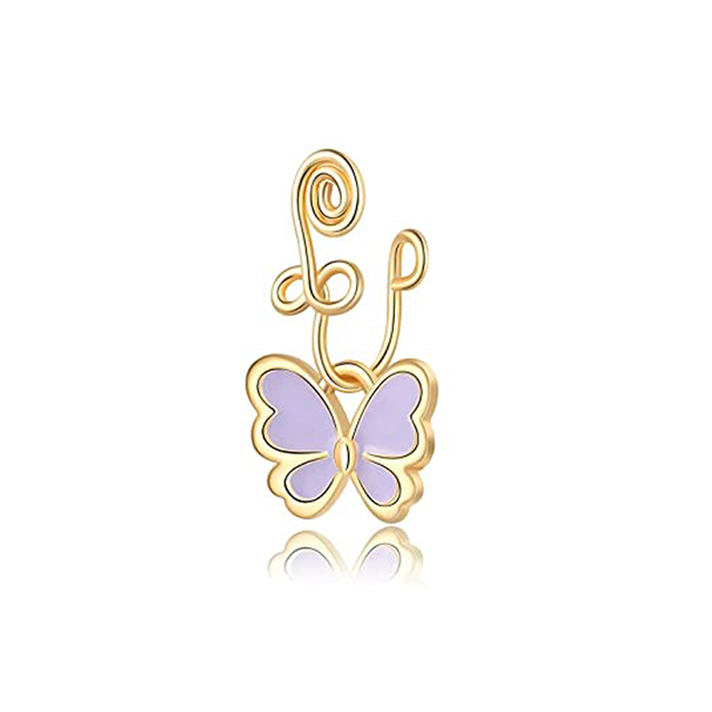 Crystal Butterfly Fake Nose Ring Non Piercing Clip On Nose Ring Indian Style Nose Cuff Fake Piercing Septum Nariz Jewelry