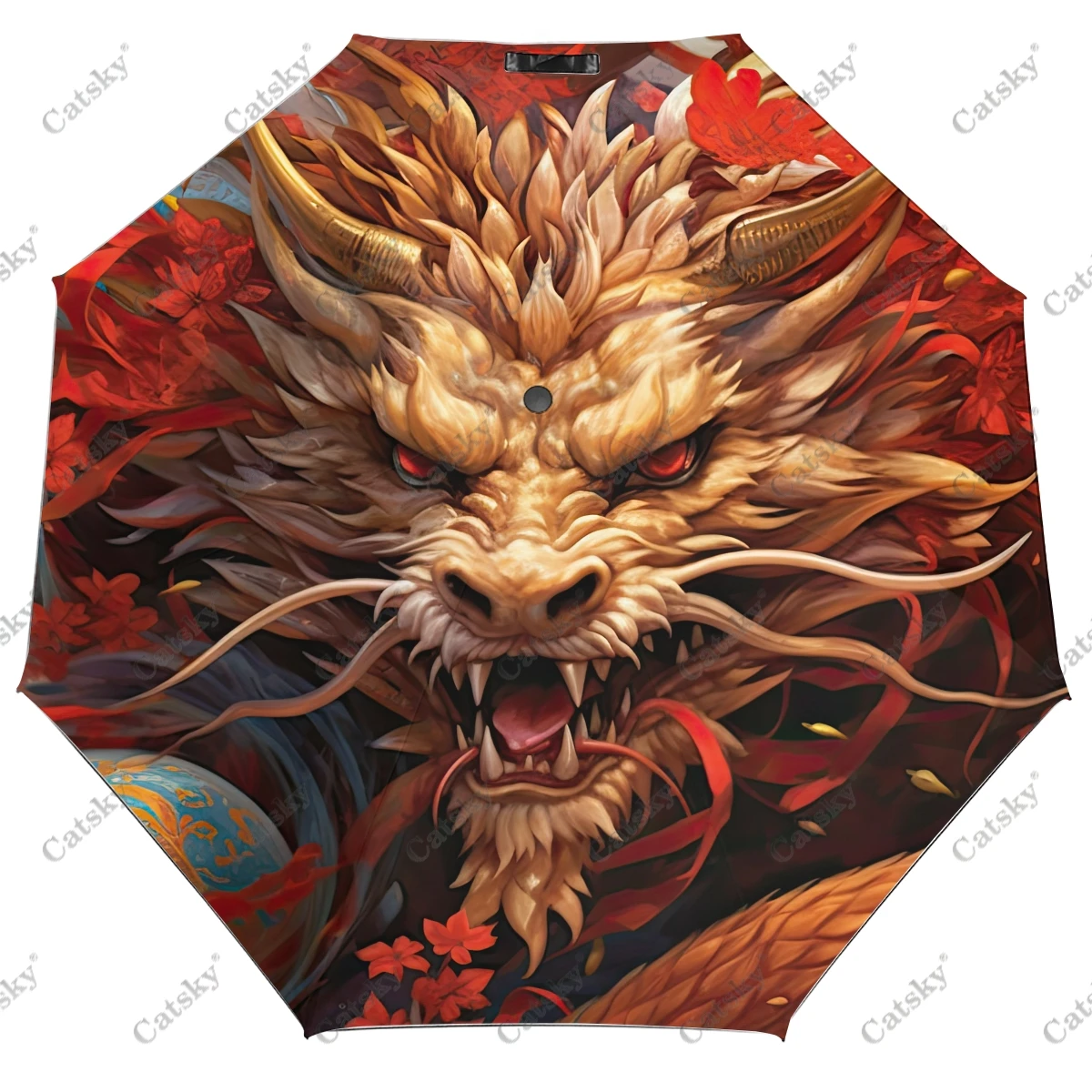 

Складной зонт с изображением дракона и моря и цветов, автоматический зонт для путешествий с открытием и закрытием, компактные Легкие ветрозащитные Зонты