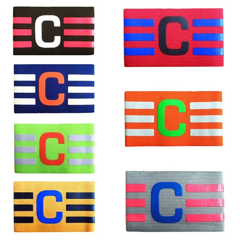 Football Armband Captain C Word Band Nylon Adjustable Soccer Arm Paste Team Leader Match Football Armband Captain Band Sports