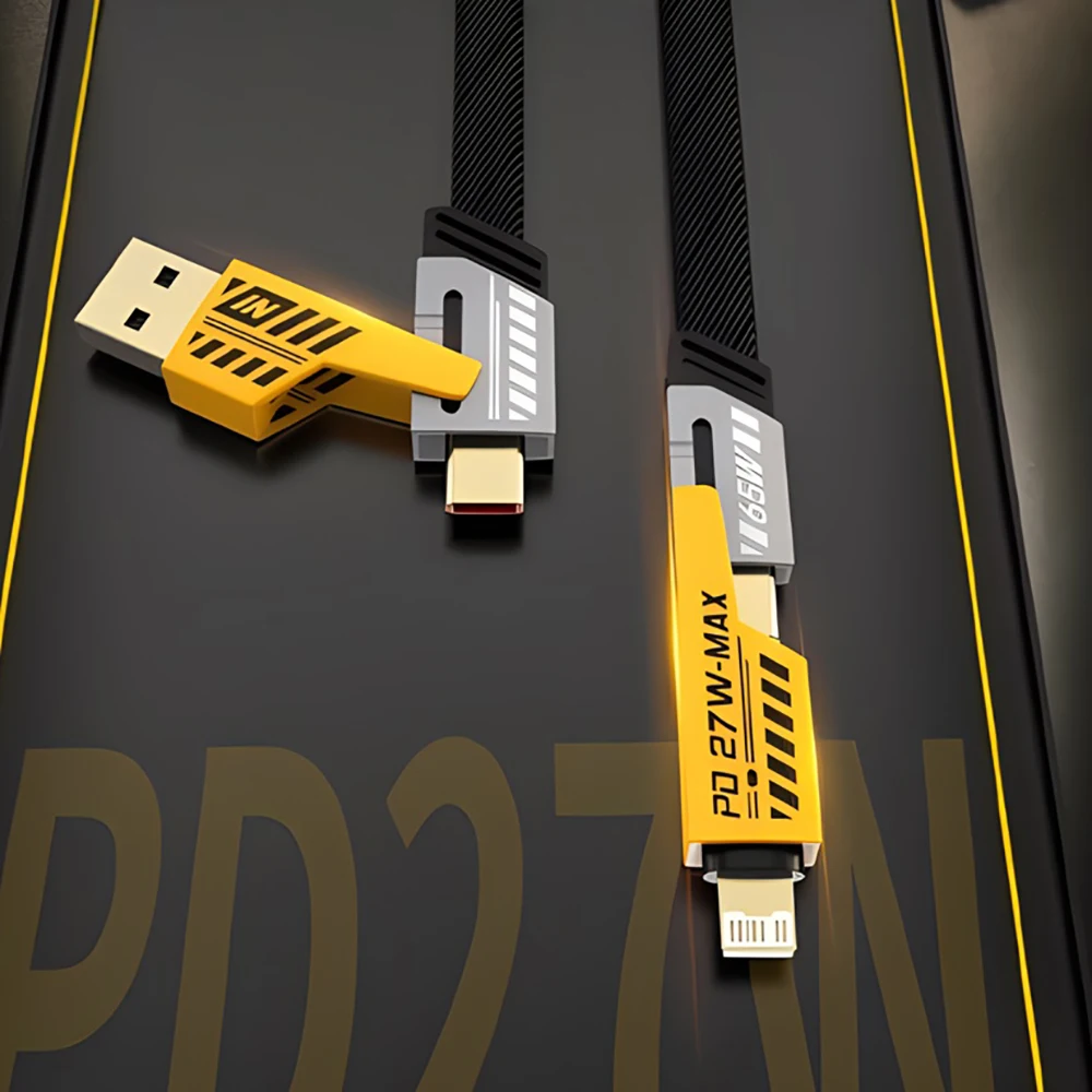 1-2 قطعة 65 واط 4 في 1 نوع C كابل شحن سريع USB إلى...