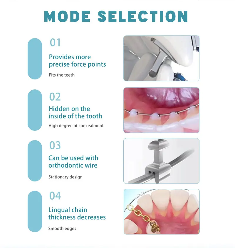 50Pcs Dental Kieferorthopädische Lingual Taste Metall Runde/Rect Mesh Basis Taste mit Haken Multi-Funktion Taste Kieferorthopäde materialien – Detail 4
