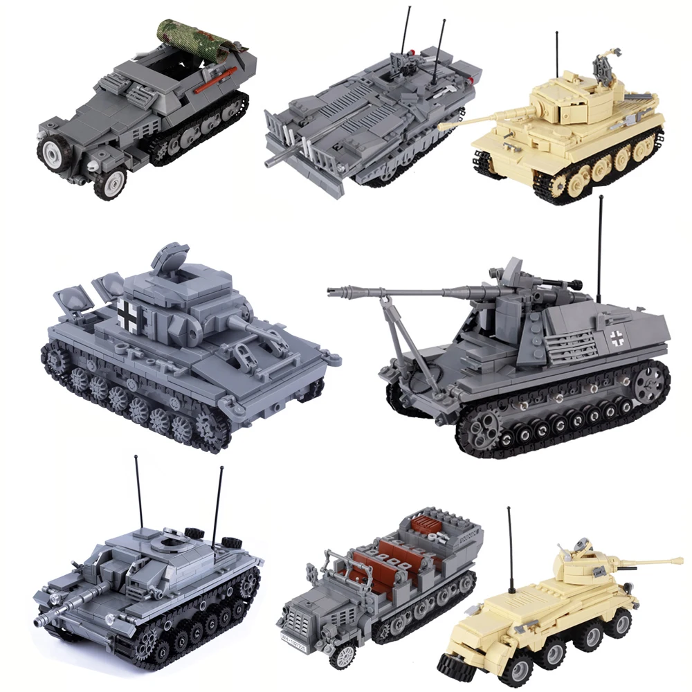 MOC World War II Military Series Tank Building Blocks German Armored Vehicle Tiger Tank Model Children DIY Brick Toys For Boys AliExpress