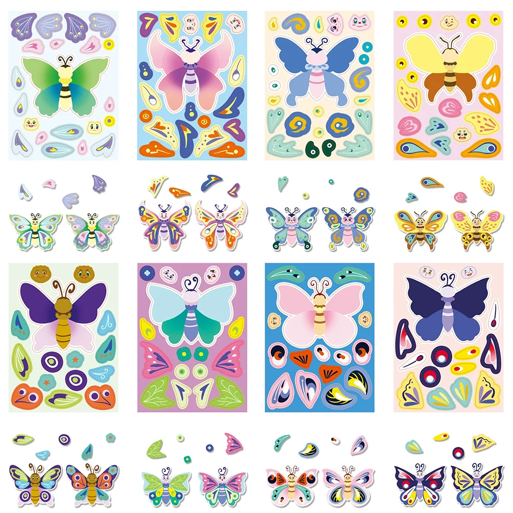 Cartoon Cute Butterfly Face Puzzle Stickers - Children's Educational & Waterproof Toy