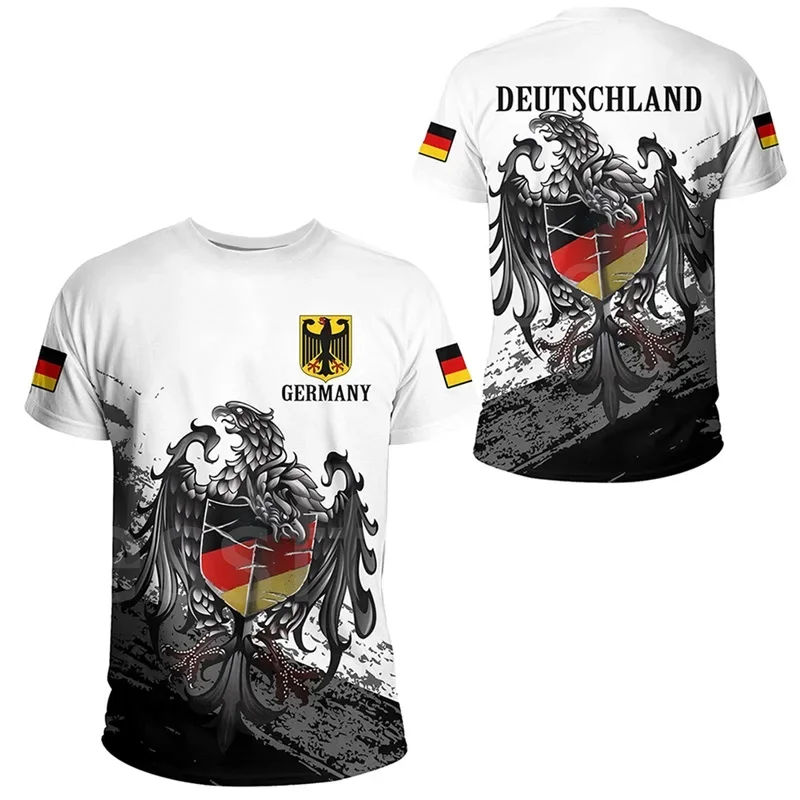 

German Flag Print T Shirt For Men Fashion National Emblem Pattern Oversized T-shirts Casual O-neck Short Sleeve Tops Summer Tees