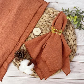 Serviettes en tissu à coudre en terre cuite, 30x30cm, en coton, vente en gros d'usine, serviettes de Table en gaze, décoration de mariage, 50 pièces 1