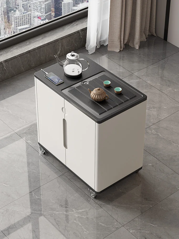 

Mobile tea table, small cabinet, storage , kettle, integrated cart