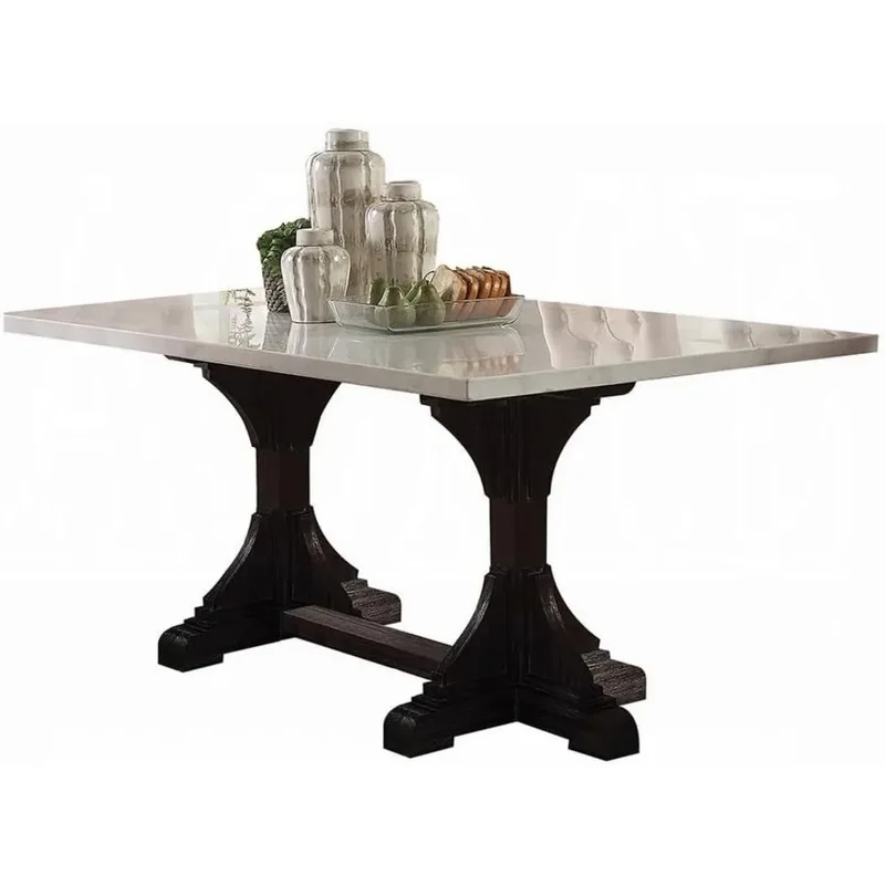 7-Piece Casual Dining Table Set with 1 Table, 4 Side Chairs, and 2 Arm Chairs for 6-Person Seating in Weathered Espresso Finish