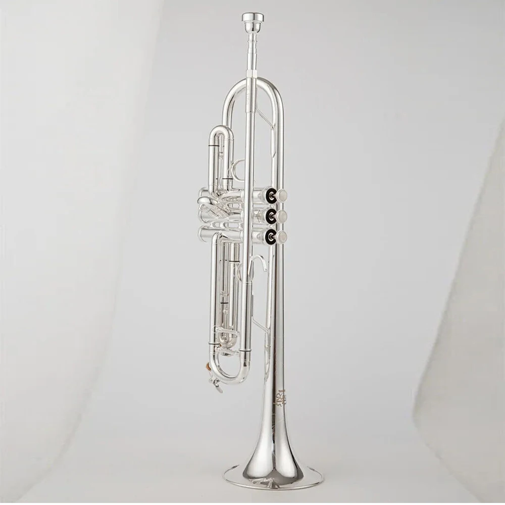 Japan 9335 Professional Trumpet Flat B Tone Brass Silver Plated Trumpet Musical Instrument Hard Shell