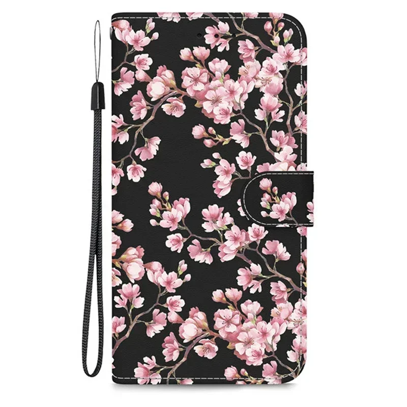 Elegant Flip Wallet Leather Case with Magnetic Stand and Cute Pattern Design