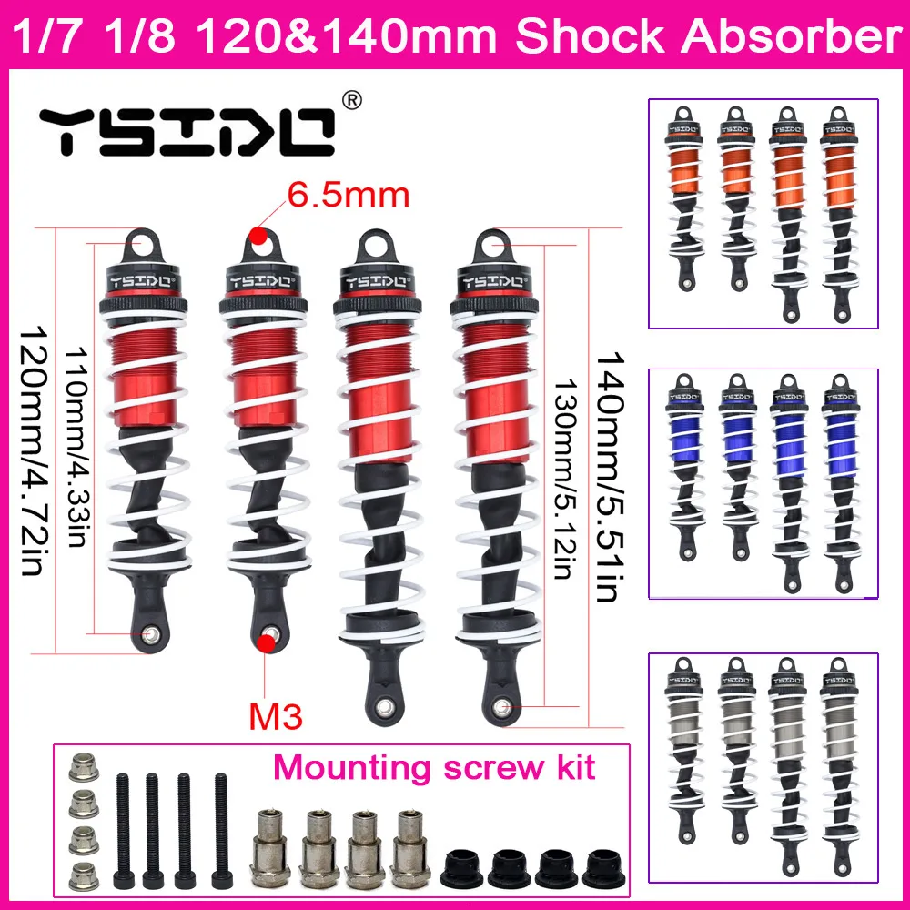 Ysido 120Mm Anteriore 140Mm Ammortizzatore Posteriore Ammortizzatore Sospensione Per 1/8 1/7 Jlb Hsp Em Racing Dhk Hpi Redcat Lrp Zd Racing Hongnor
