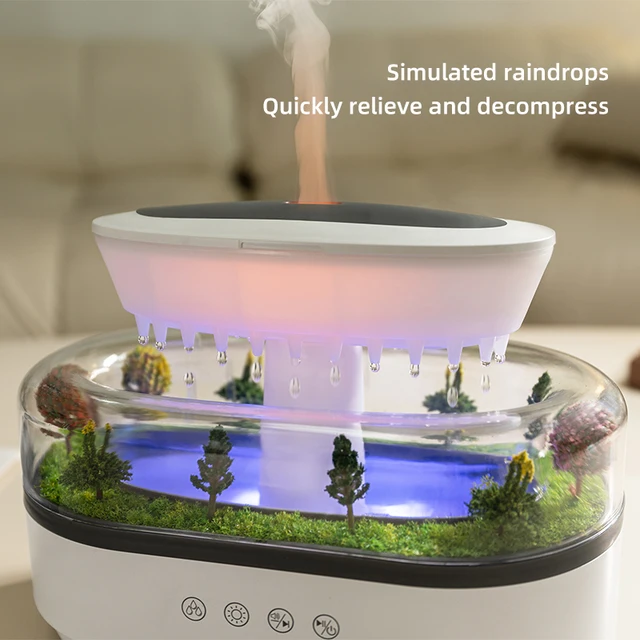 Aroma Humidifier Raindrop Air Humidifier Colorful Light White Noise Essemtial Oil Diffuser Home Ultrasonic Fragrance Diffuser 3