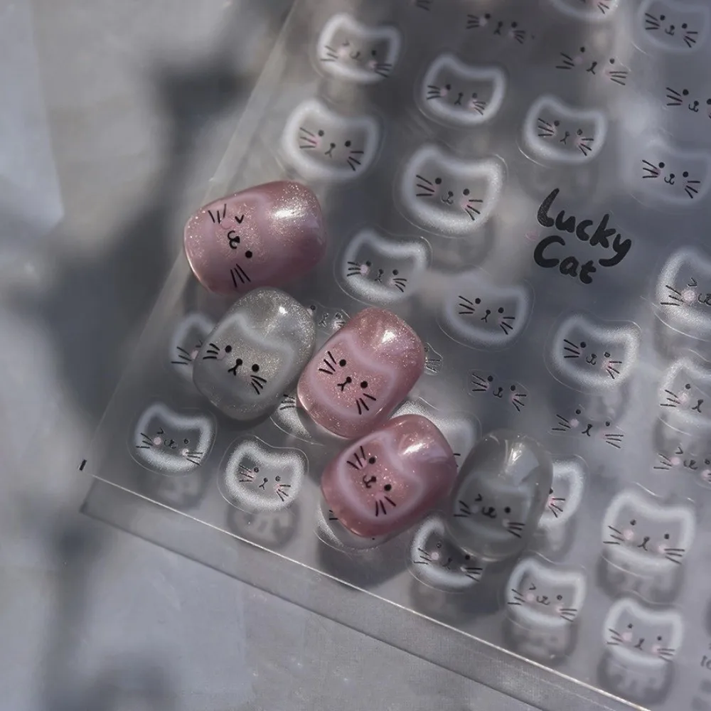 Cat Expressions Kawaii Nail Stickers Cartoon Mini Self Adhesive Nail Decorations Lucky Cat Various Manicure Decals Nail Art DIY