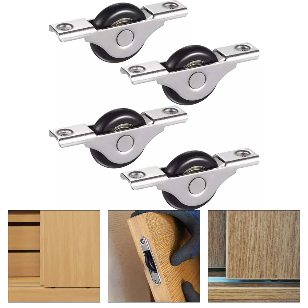 Sliding Door Roller Sliding Door Pulley 4 Pcs Sliding Door Roller Cabinet Doors Wheels Nylon Runners Wardrobe Furniture Hardware Window Sliding Pulley Door Roller