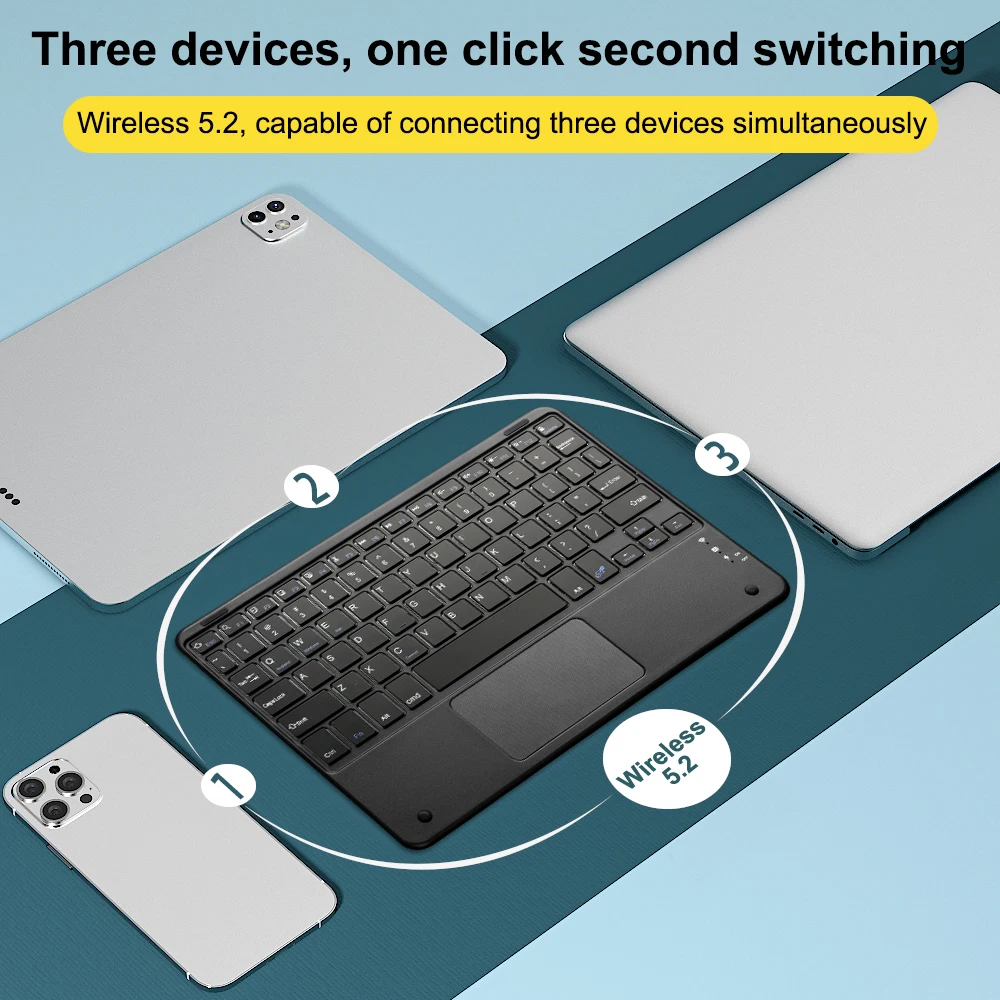 Wireless Keyboard Bluetooth-Compatible Rechargeable With Touchpad For iOS Android Windows iPad PC, bluetooth keyboard