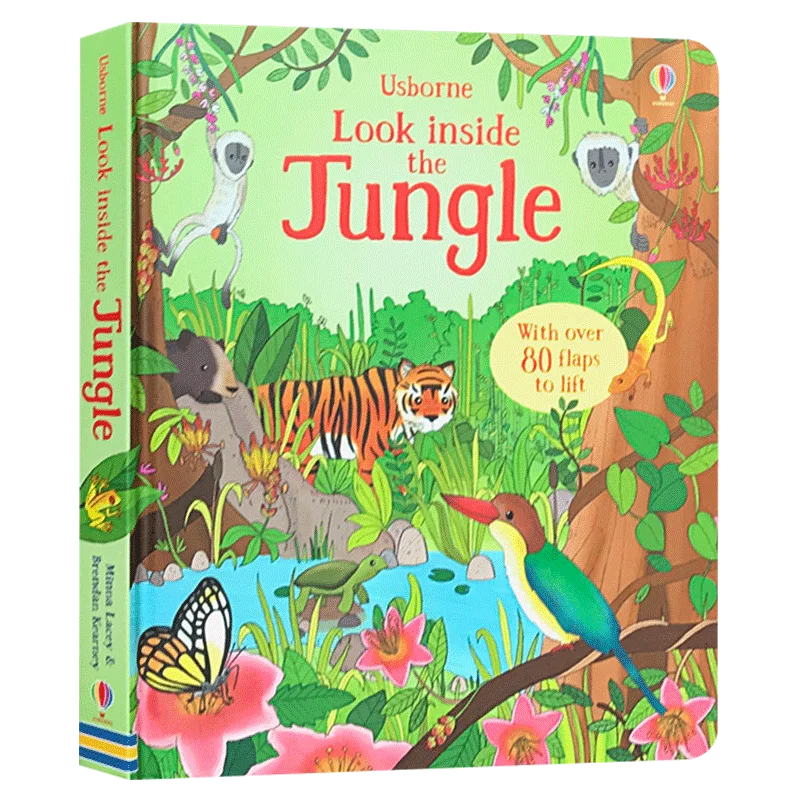 

Детские книги с изображением внутри джунглей от Usborne, для детей 3, 4, 5, 6 лет, английские книги с изображениями, 9781409563938