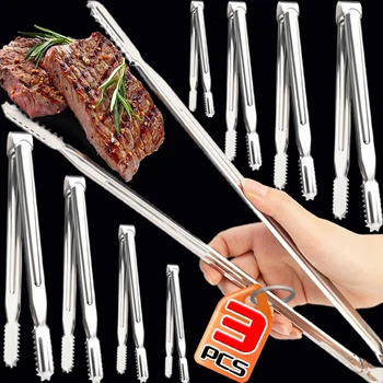 Clip per barbecue multifunzione Set di pinze per barbecue Pinzette per barbecue in acciaio inossidabile Clip per insalata di carne Manico per alimenti Buffet Gadget da cucina 1