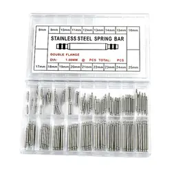 Versatile Stainless Steel Watch Band Spring Bars Kit - 144 - Piece Set with 18 Assorted Sizes (Silver)