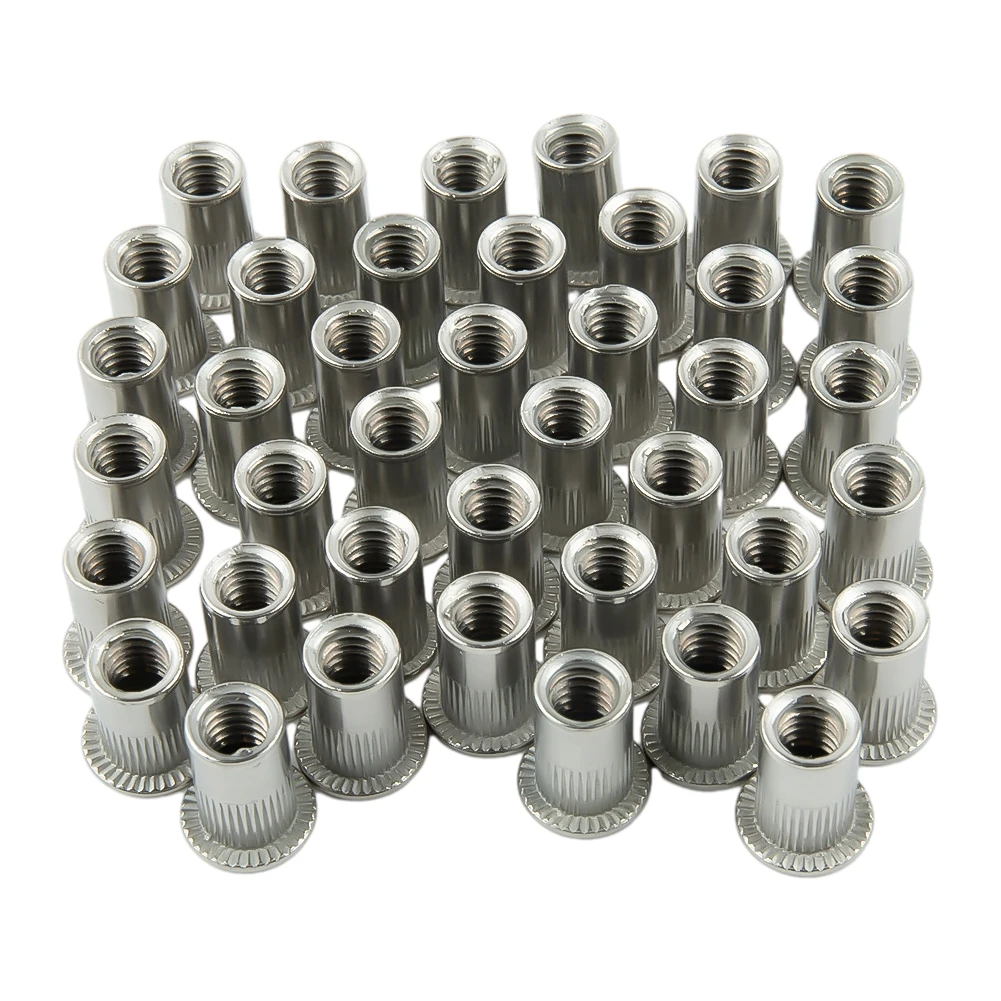 Decoration Rivet Nuts Stainless Steel 1/4"-20 Thread 15.5mm Length 40pcs Fastener Threaded Insert Nut Rivnuts