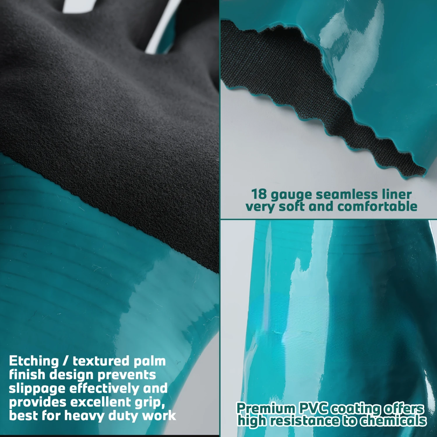 13inch, PVC Water Proof Chemical Gloves, Palm With Anti-slip, Thickened Coating Featuring A Sandy Finish Thick Rubber Work Glove