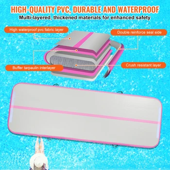 VEVOR 10/13/16 ft Gymnastics Air Mat Thickness Inflatable Gymnastics Tumbling Mat Tumble Track with Electric Pump Training Mats 3