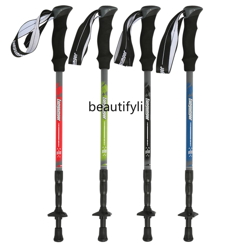 

zq Aluminum Alloy Alpenstock Ultralight Hiking Cane Aluminum Pole