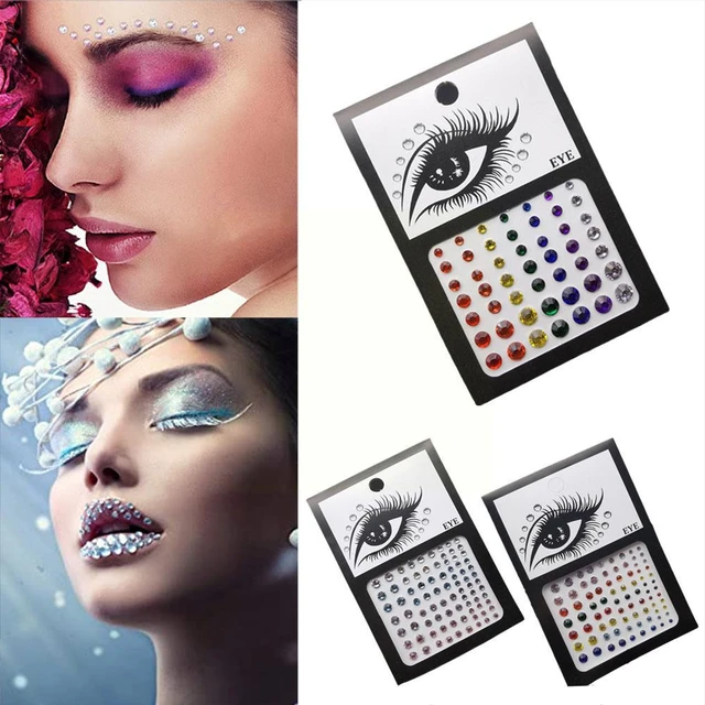 3 Colors Glitter Diamond Eyeliner Eyeshadow Tattoo Eye Stick Sticker Gems  Glitter Stickers Makeup Rhinestones Crystals