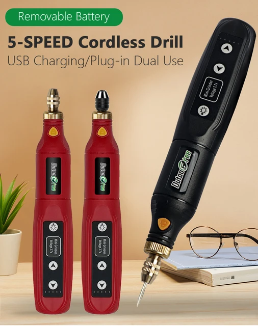 JUSTOOL Mini Cordless Rotary Tool USB Charging 5-Speed Power Rotary Tool  with 125 Accessories Multi-Purpose for Sanding, Polishing, Drilling,  Etching, Engraving, DIY Crafts : Amazon.co.uk: DIY & Tools Adjustable USB Drill 5 Pieces Set USB Drill Rotary Tool Engraver P