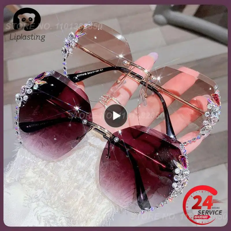 

Солнцезащитные очки без оправы UV400 женские, винтажные брендовые дизайнерские очки с градиентными линзами в стиле ретро, 1 шт.