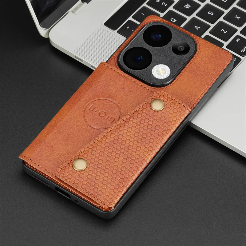 Leather Magnetic Wallet Phone Case with Card Slot Holder