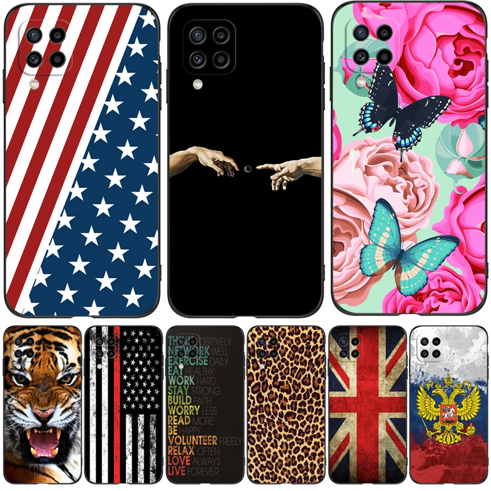 Per Samsung Galaxy M22 M32 Custodia 4G Per Samsung M22 Custodia Morbida Per Samsung M32 4G M 22 32 Custodia In Tpu Nero Uk Usa Flag Skull Wolf