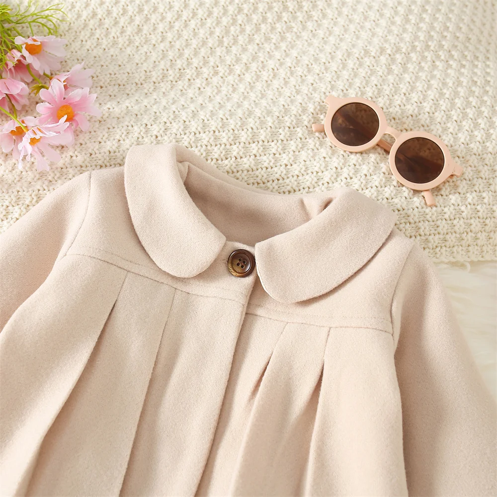 Baby Girl'S Summer Solid Color Woolen Coat For Baby Kids Cute Lapel Coat For Kids Girl Jacket Top Girl