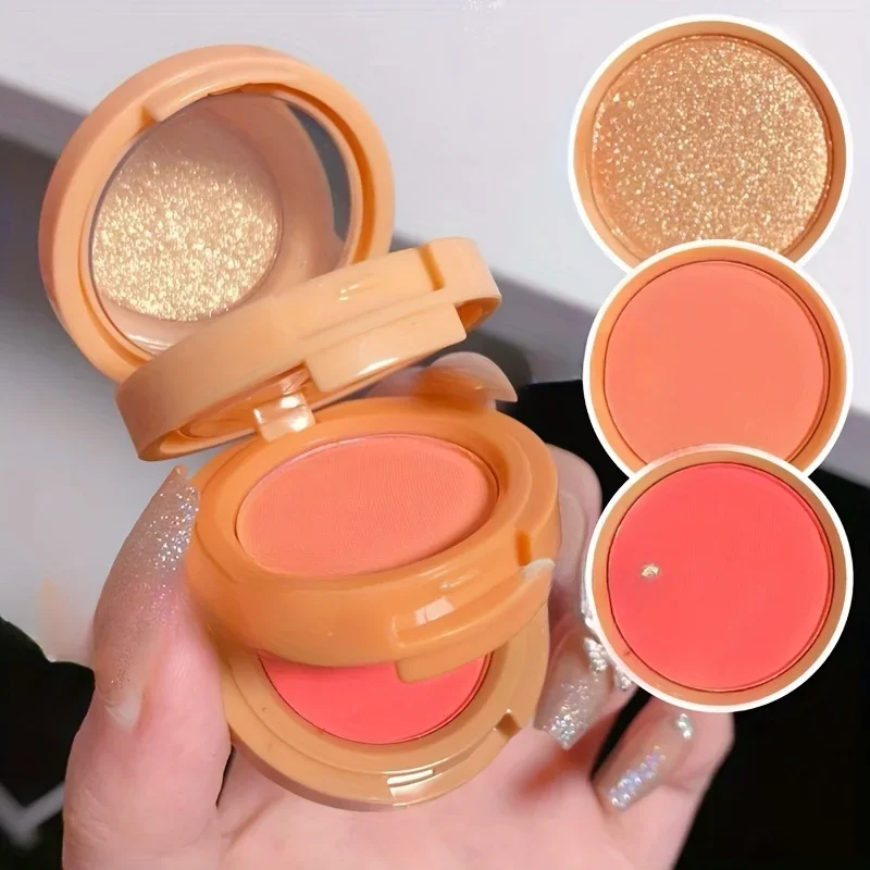 Powder Blusher Blush Powder Blush Plate Facial Blusher 3 In 1 Peach Blush Contour Shadow Palette Matte Glitter Pigment Highlight Makeup Palette Eyebrow Nose Shadow Powder Cosmetics