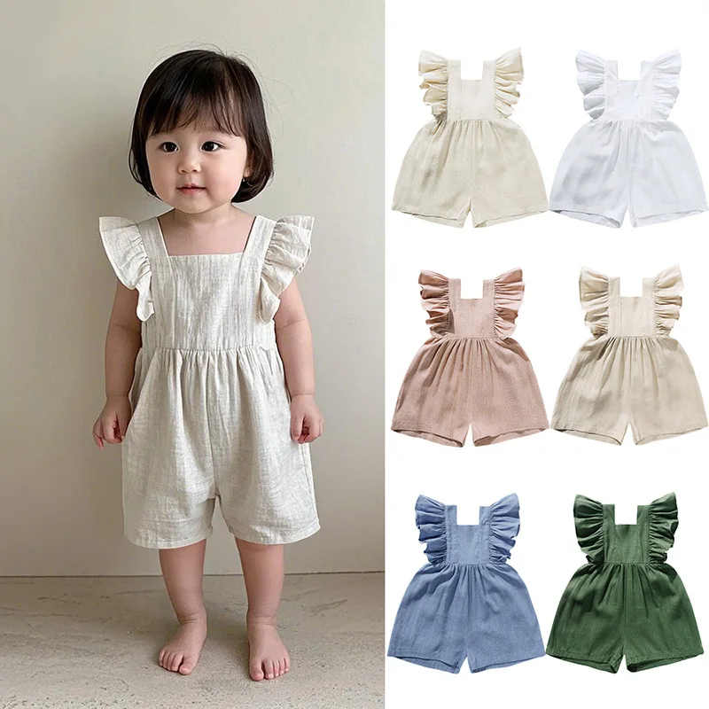 Breathable Linen Baby Rompers Jumpsuits for Summer