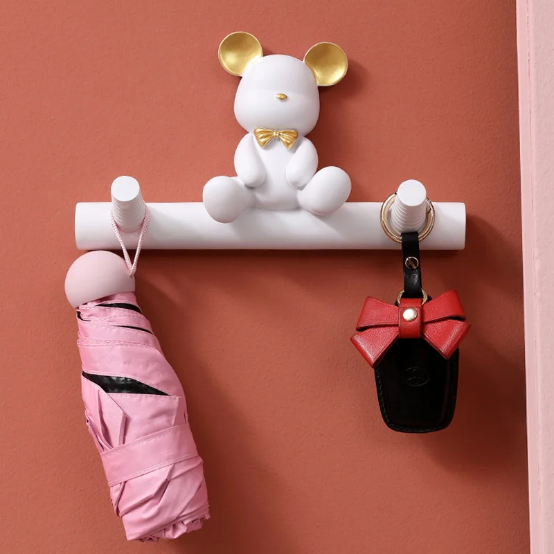 

Cartoon Bear Hook Porch Key Hook Clothes Rack Wall Shelf Hanger Resin Coat Towel Hooks Hat Handbag Holder Wall Home Decoration